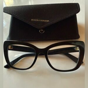 Dolce & Gabbana Black Cat-Eye Glasses with Branded Case